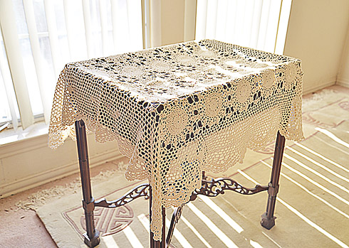 Crochet Square Tablecloth 36" Square. Ecru color
